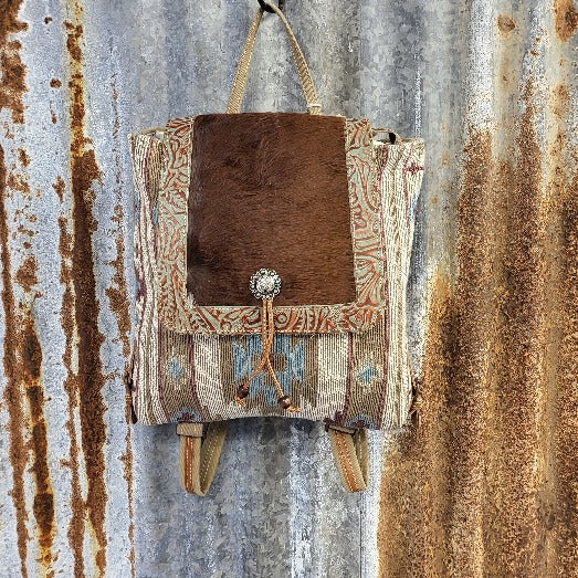 Tooled Leather Cowhide Flap Fringe Purse