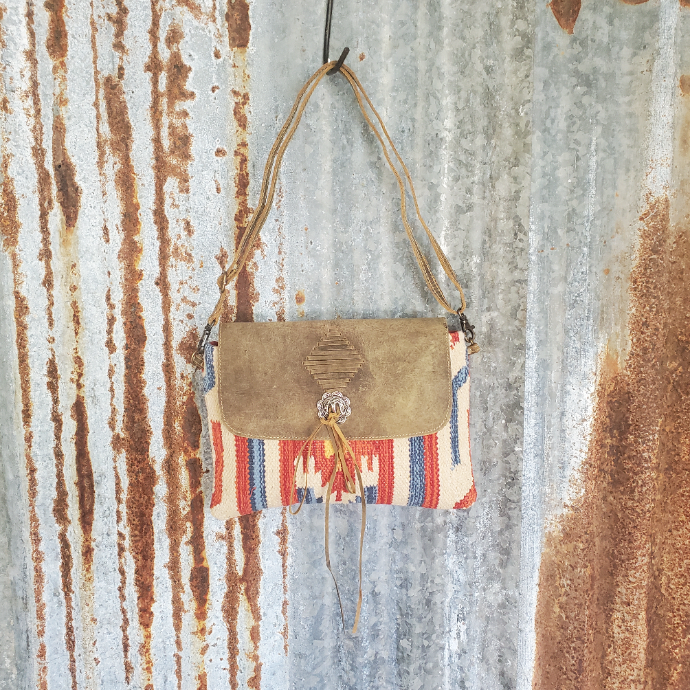 Red Canvas Rainbow Crossbody Front