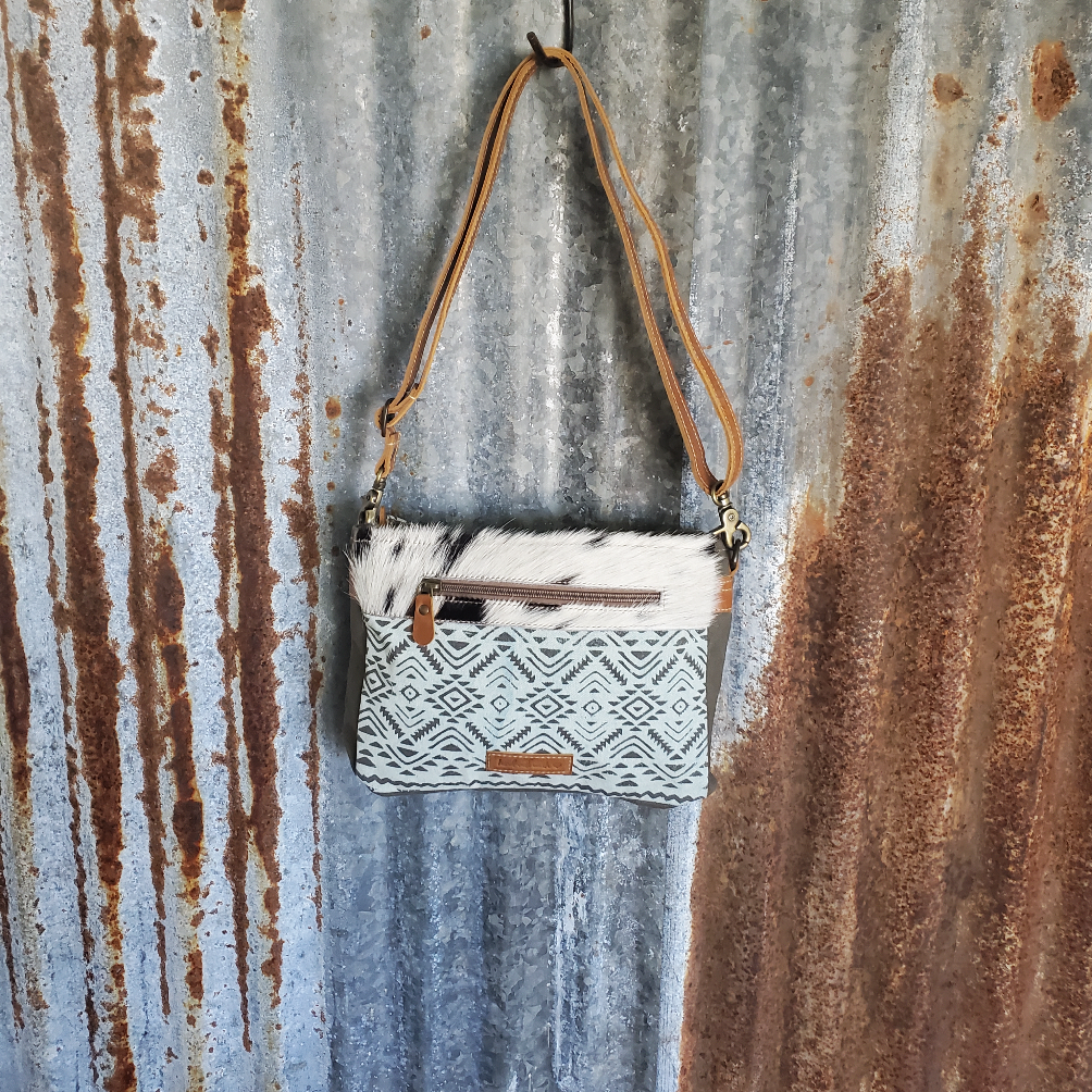 Beloved Teal Cowhide Crossbody Front