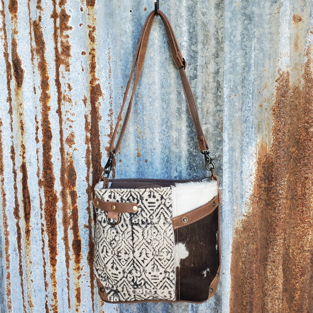 Star & Cowhide Shoulder Tote Bag/Purse by Clea Ray Leather & Canvas